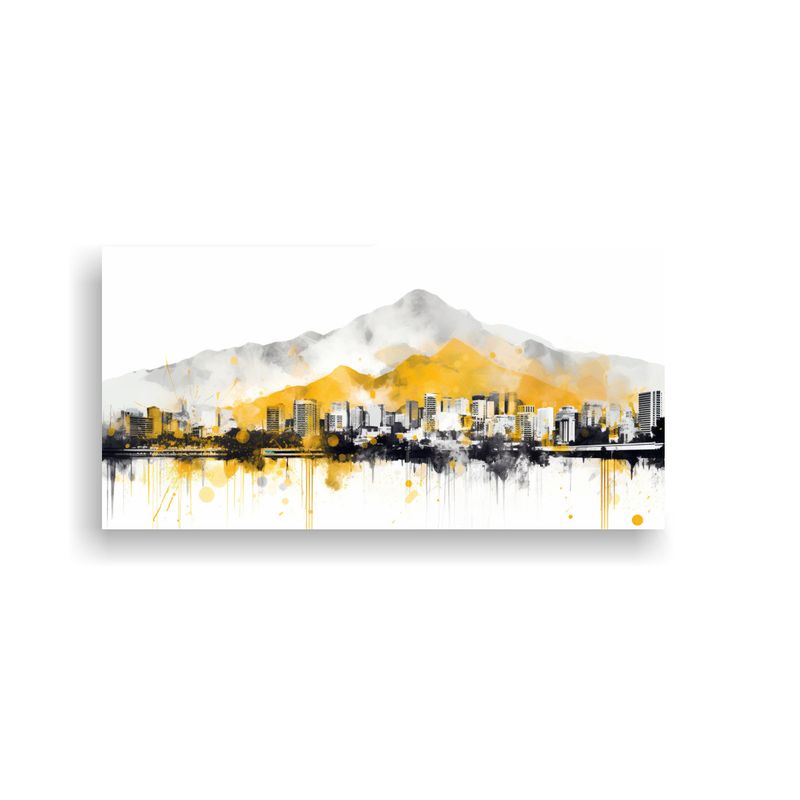 GENERICO - Pintura En Bastidor Santiago En Chile Blanco Dorad 160x80cm