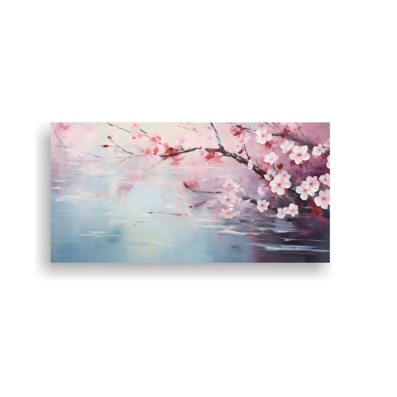 GENERICO - Cuadro Lienzo Tonalidades Cálidas Flores Cerezos  160x80cm