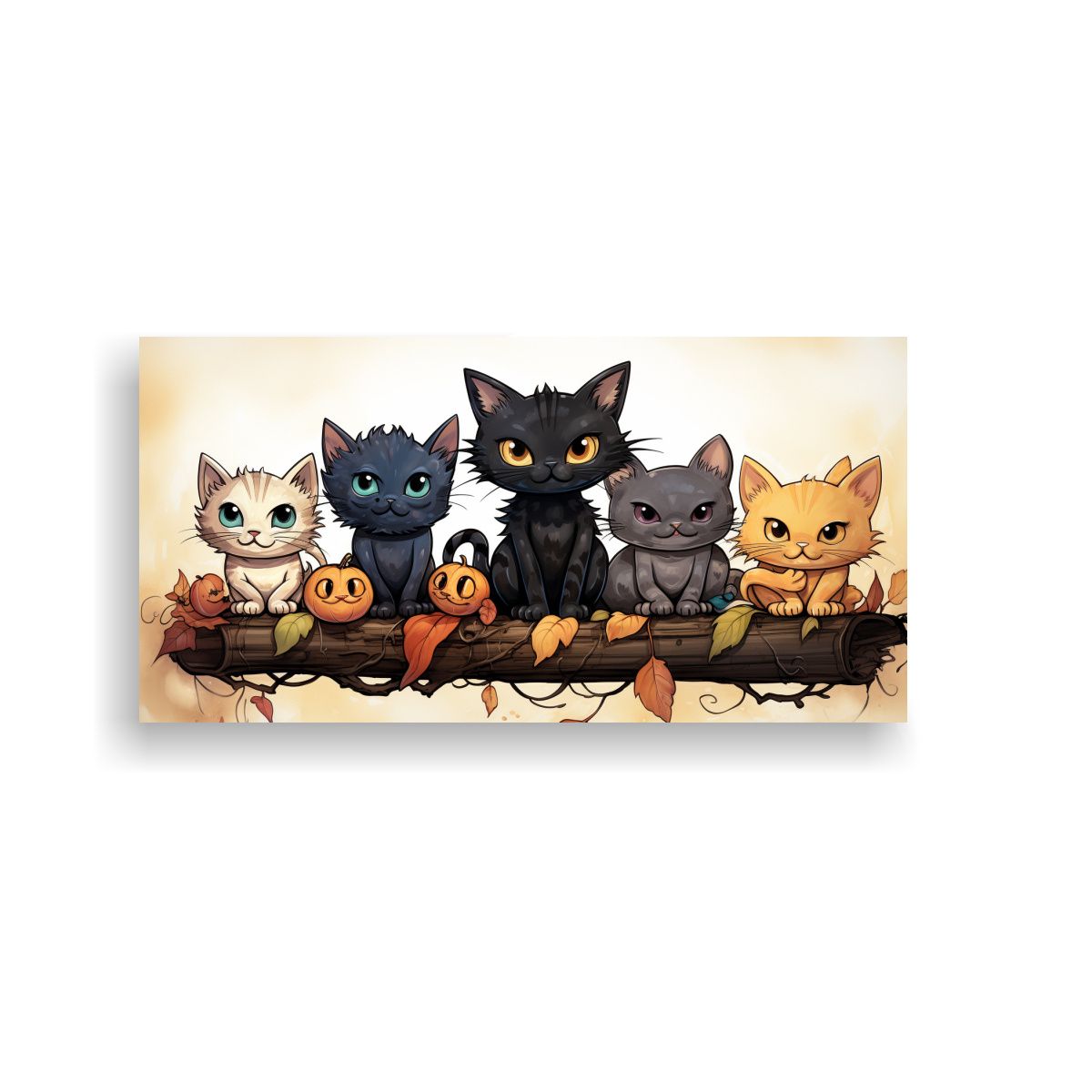 GENERICO - Cuadro De Gatos Negros Sobre Pila Mirando Al Fren 160x80cm