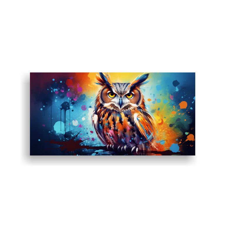 GENERICO - Cuadro Moderno Búho En Colorido Estilo De Acuarel 160x80cm