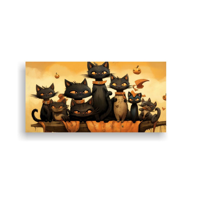 GENERICO - Cuadro Gatos Negros Sobre Pila Mirando Al Sol 160x80cm