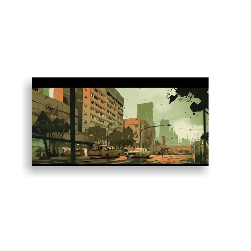GENERICO - Cuadro Urbano Impreso De Santiago En Chile En Colo 160x80cm
