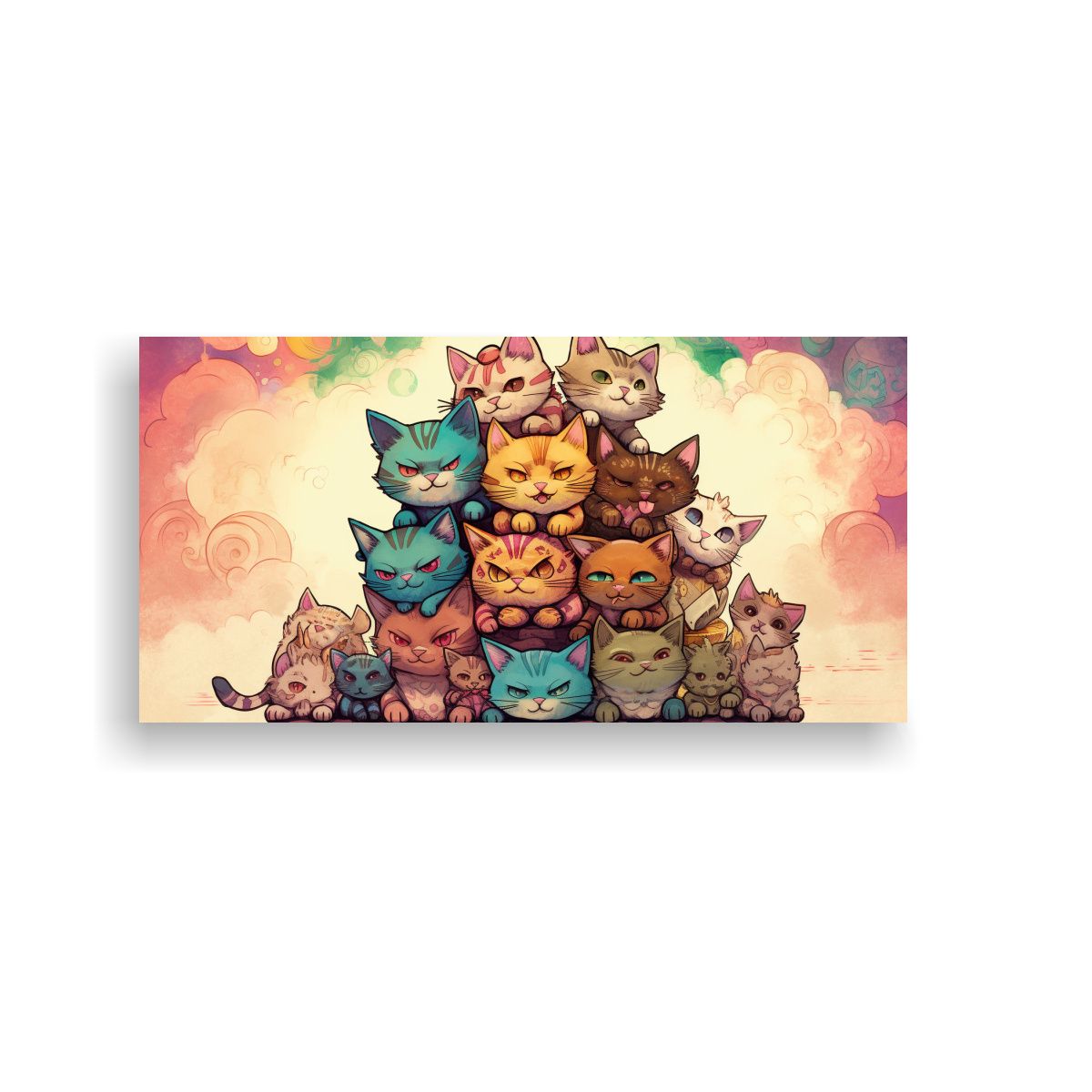 GENERICO - Cuadros Modernos De Gatos En Colores Mirando Haci 160x80cm