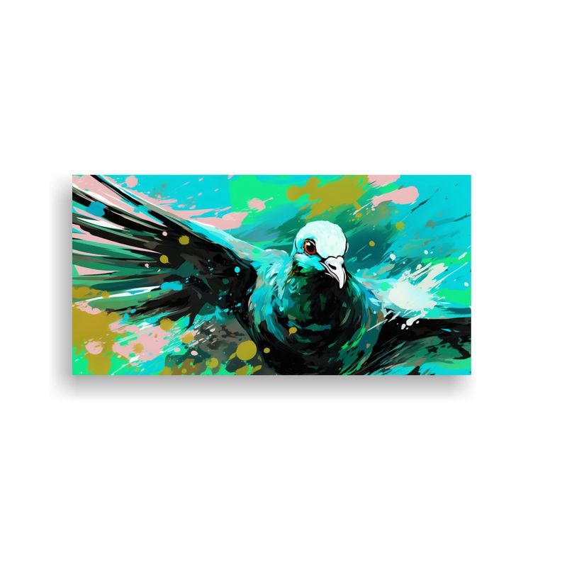 GENERICO - Cuadro Moderno Habitación Pájaro En Verde Y Turq 160x80cm
