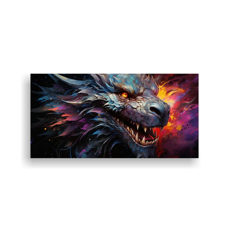 GENERICO - Cuadro Vintage Estético Dragón En Colores Arcoí 160x80cm