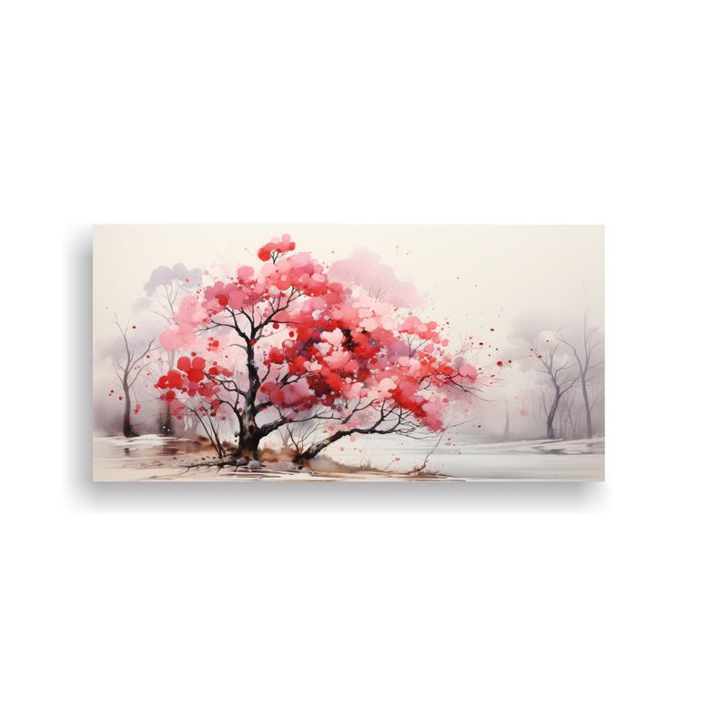 GENERICO - Pintura Acuarela Abstracta árbol Kauri Blanco Y R 160x80cm