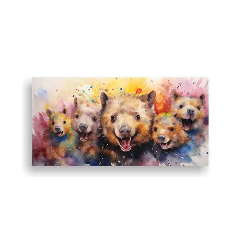 GENERICO - Cuadro Pared Arte Relieve Wombats Acuarela Colorid 160x80cm