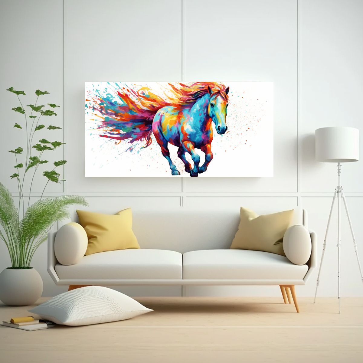 GENERICO - Cuadro De Miniatura Caballo En Colores Arcoíris Y 160x80cm