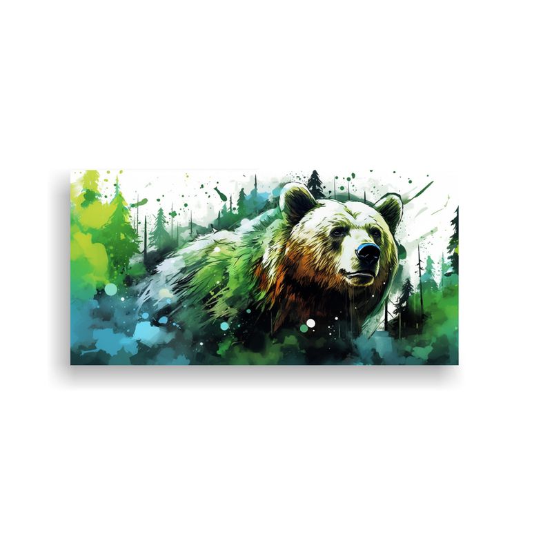 GENERICO - Pintura Decorativa De Un Oso Pardo En Helechos Y C 160x80cm