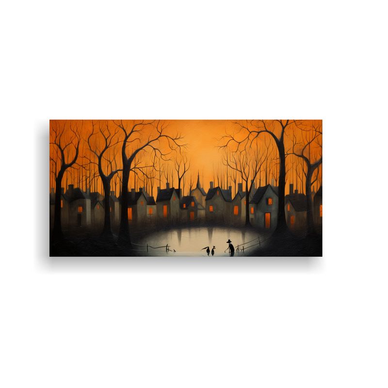 GENERICO - Cuadro Paisajístico Casas En Lago Con Encanto 160x80cm