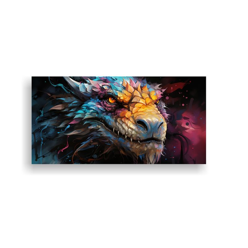 GENERICO - Cuadro Diseño Living Dragón En Colores Arcoíris 160x80cm