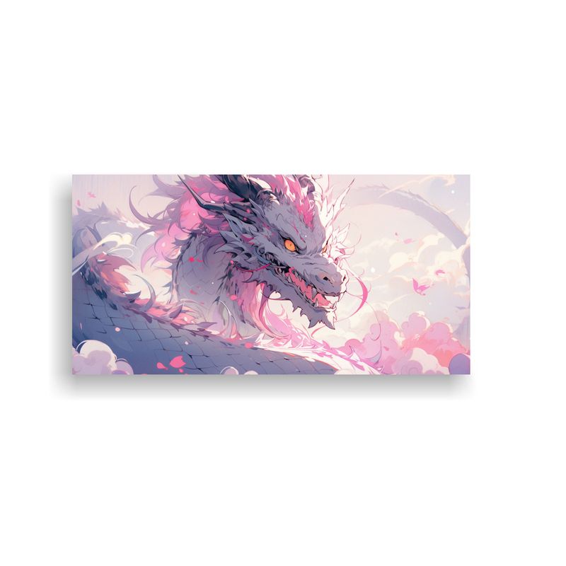 GENERICO - Cuadro Inspiración Dragón En Tonos Pastel Y Rosa 160x80cm