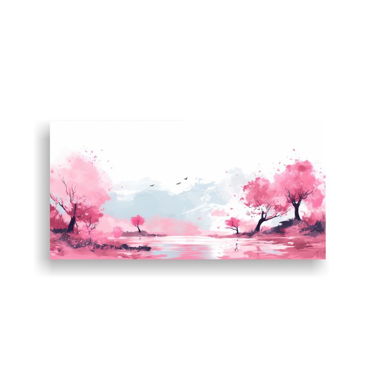 GENERICO - Cuadro Canvas Primavera Con Colores Rosa Paisaje N 160x80cm