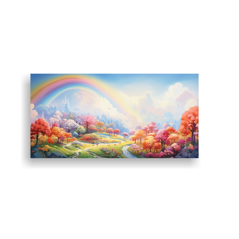GENERICO - Paisaje Abstracto Con Arcoíris Y Colores Pastel P 160x80cm