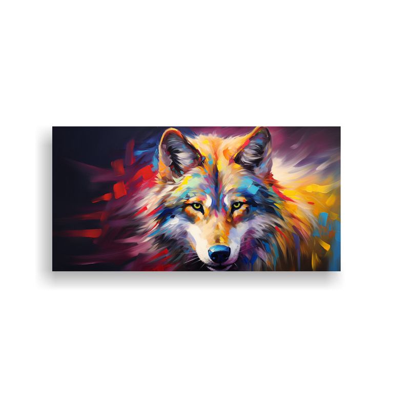 GENERICO - Obra Arte Equilibrada Lobo En Lienzo Estilo Estil 160x80cm