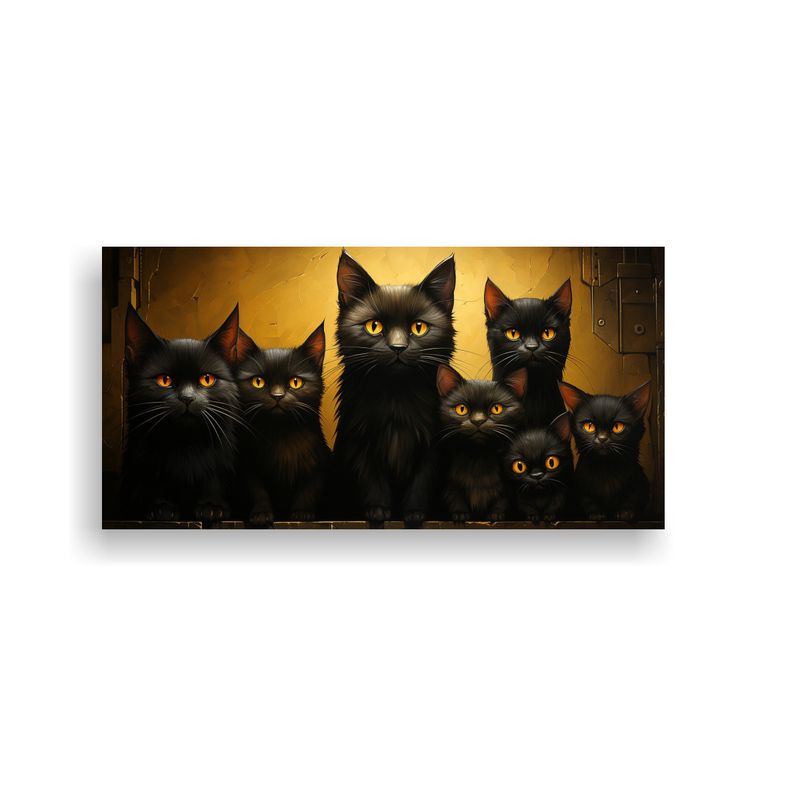 GENERICO - Cuadro Decorativo Gatos Negros Sobre Pila Mirando 160x80cm