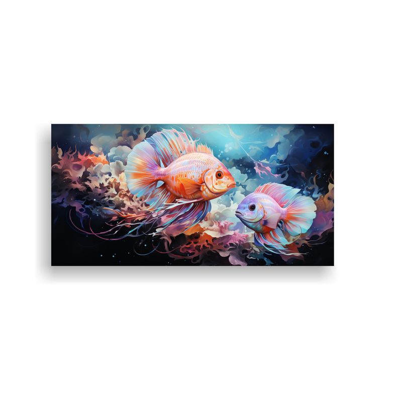 GENERICO - Cuadro Acuarela Discus Fish Decoración Estilo Acu 160x80cm