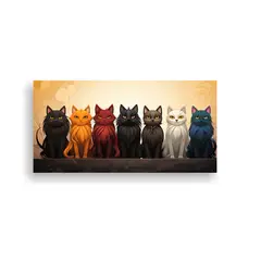 GENERICO - Cuadro De Gatos En Lienzo Moderno Para Decorar Cua 160x80cm