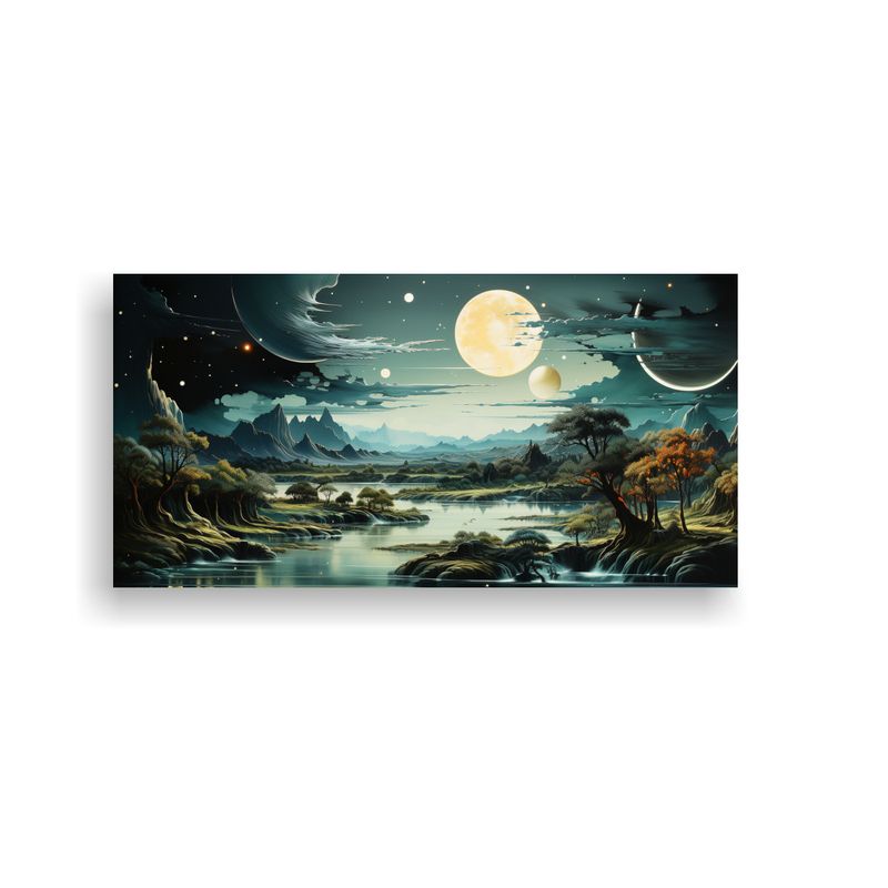 GENERICO - Cuadro Luna Montañas Armonía Cromática 160x80cm