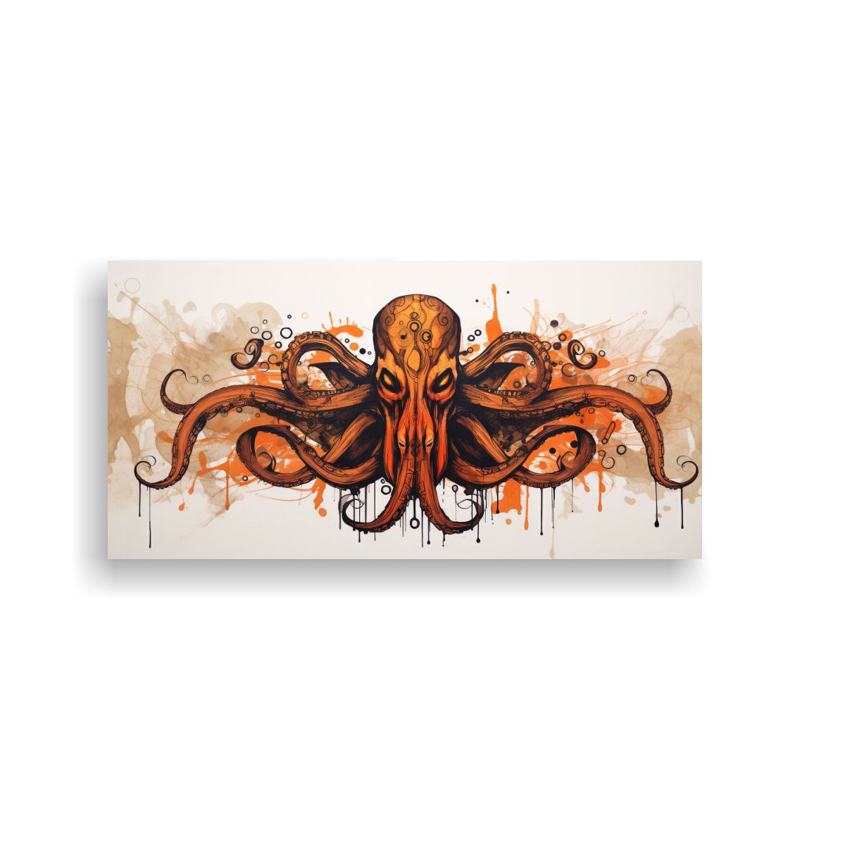 GENERICO - Cuadro Galería Squid En Caoba Y Negro Arte Neo Po 160x80cm.