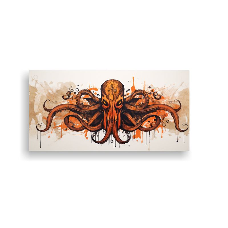 GENERICO - Cuadro Galería Squid En Caoba Y Negro Arte Neo Po 160x80cm
