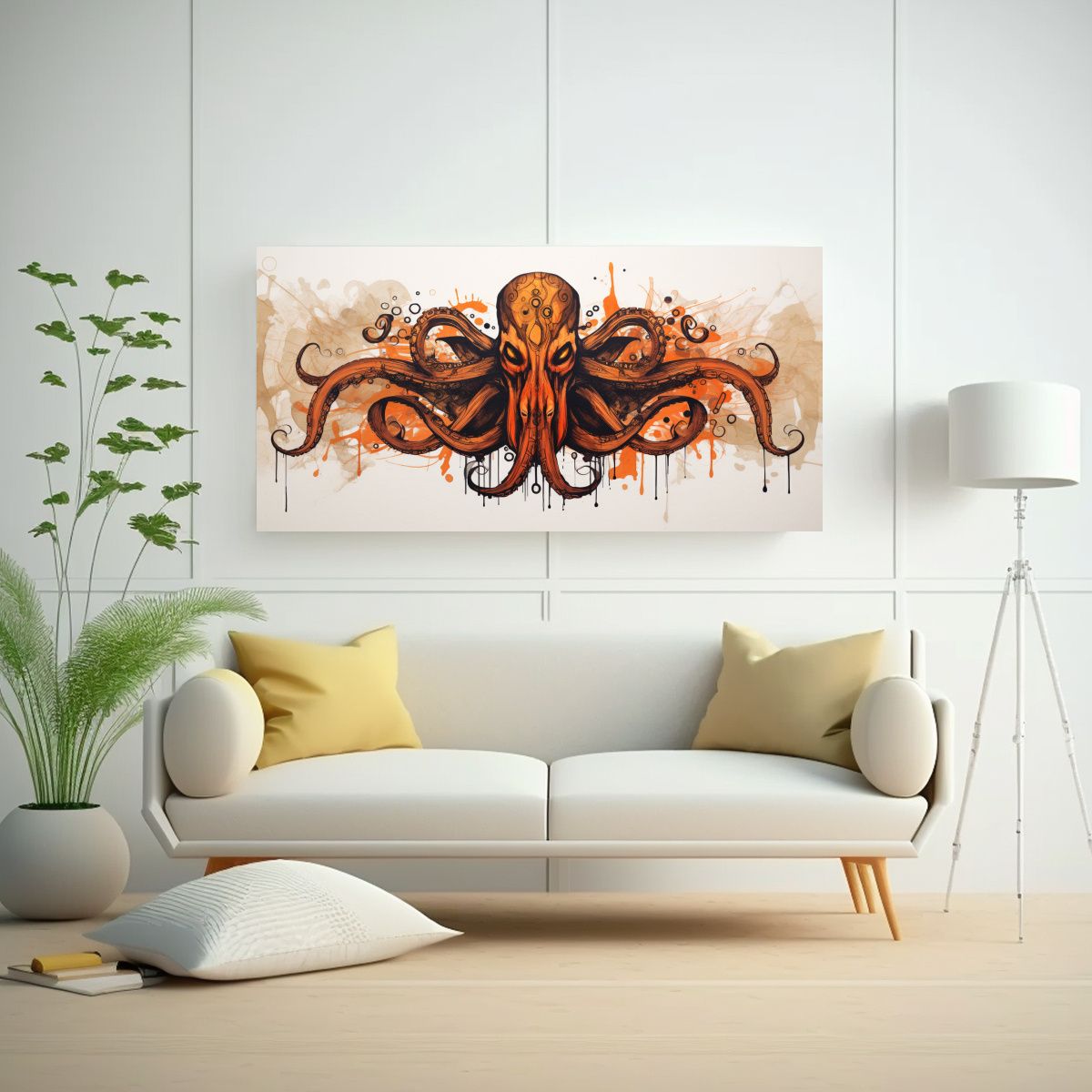 GENERICO - Cuadro Galería Squid En Caoba Y Negro Arte Neo Po 160x80cm.