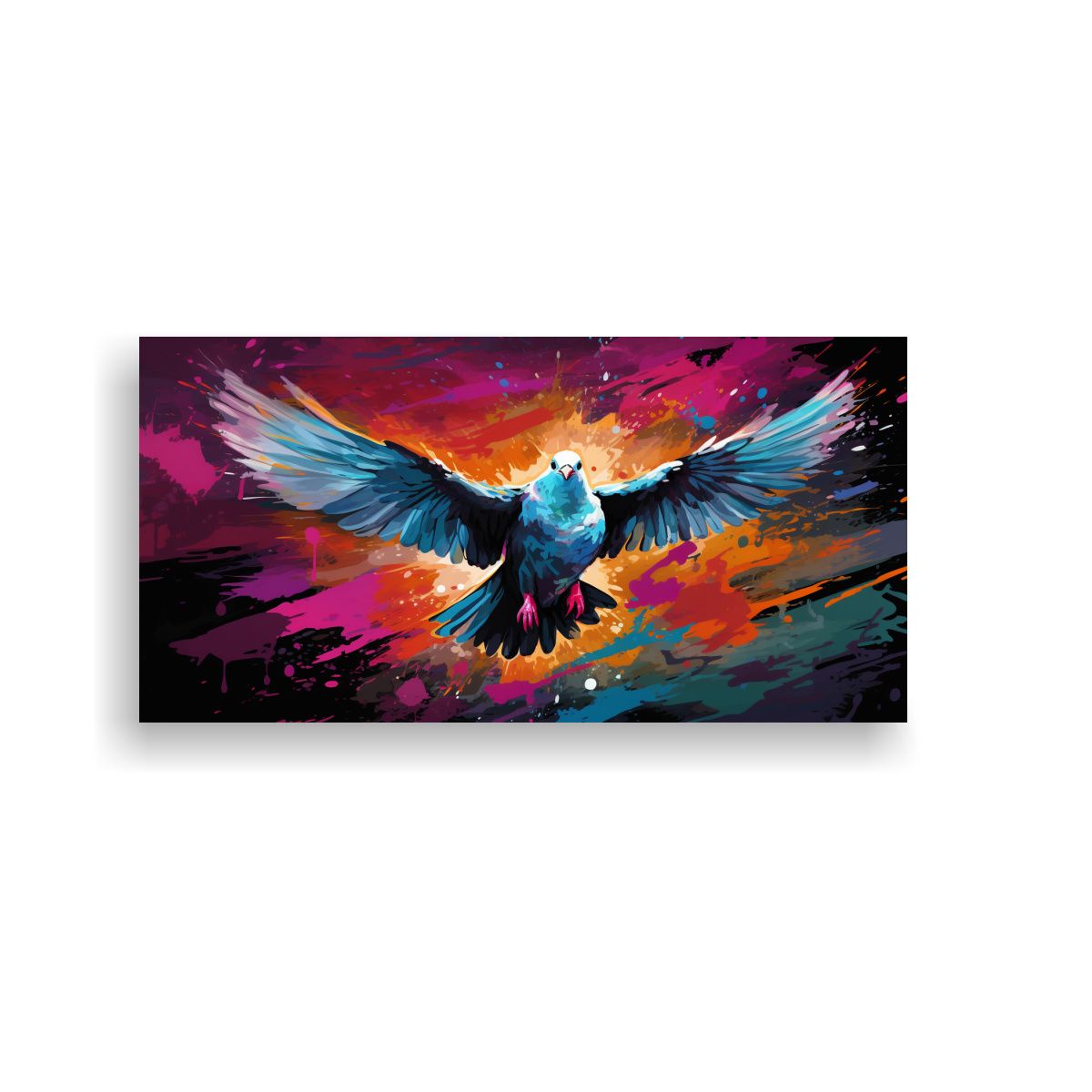 GENERICO - Pintura Neo Pop Art Paloma En Tonos Vibrantes Y N 160x80cm