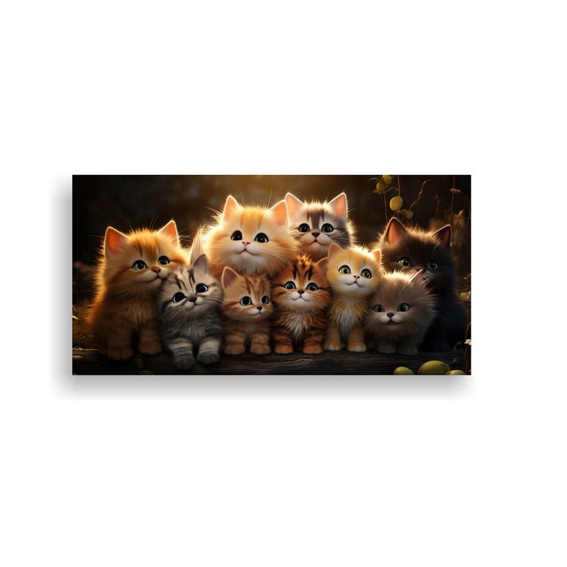 GENERICO - Cuadro Decorativo De Lindos Gatitos Sonrientes 160x80cm