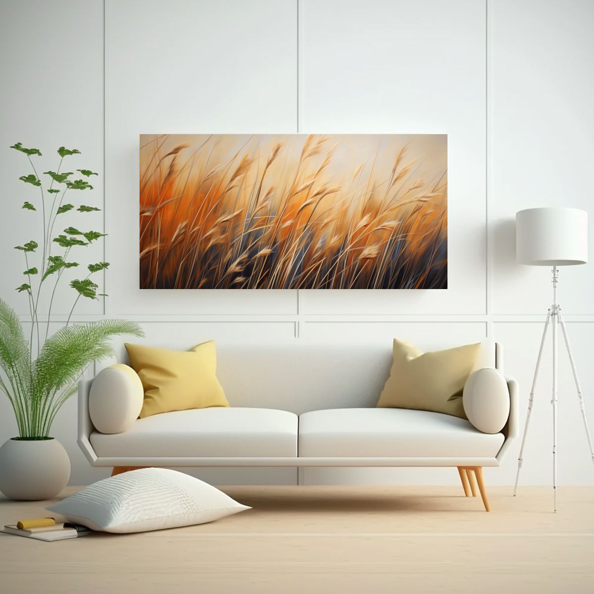 GENERICO - Pintura Abstracta De Cañas De Juncos En Estilo De 160x80cm