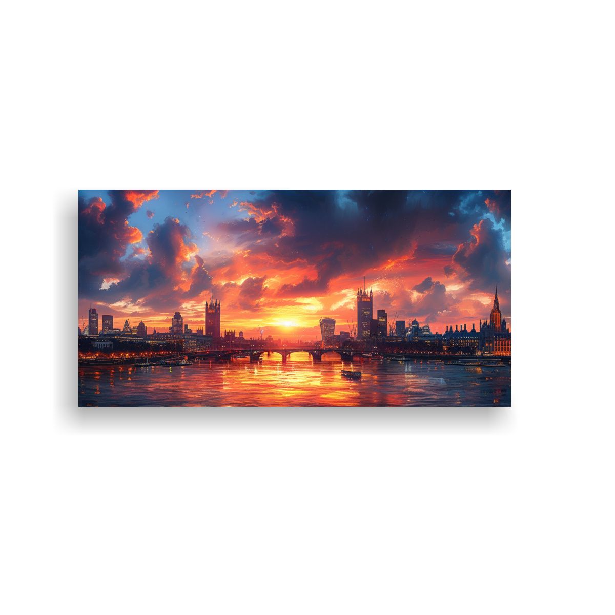 GENERICO - Pintura De Londres Al Atardecer Con Skyline Exuber 160x80cm