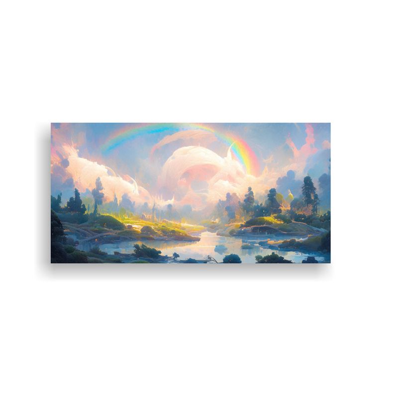 GENERICO - Pintura Abstracta De Paisaje Con Arco Iris Y Color 160x80cm