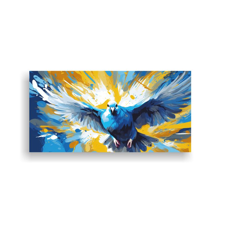 GENERICO - Lienzo Estético Pájaro Amarillo Y Azul Neo Pop A 160x80cm