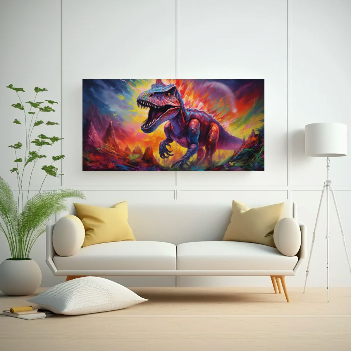 GENERICO - Cuadro Arte De Pared Con Dinosauros Legendarios En 160x80cm