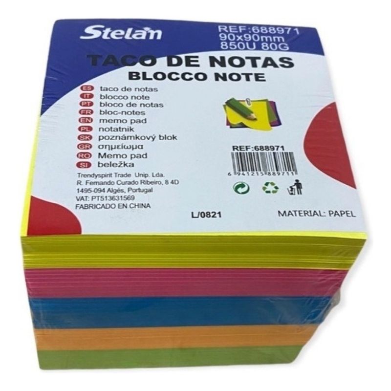1724 - Taco Notas Post It Hojas Colores Cuadrado