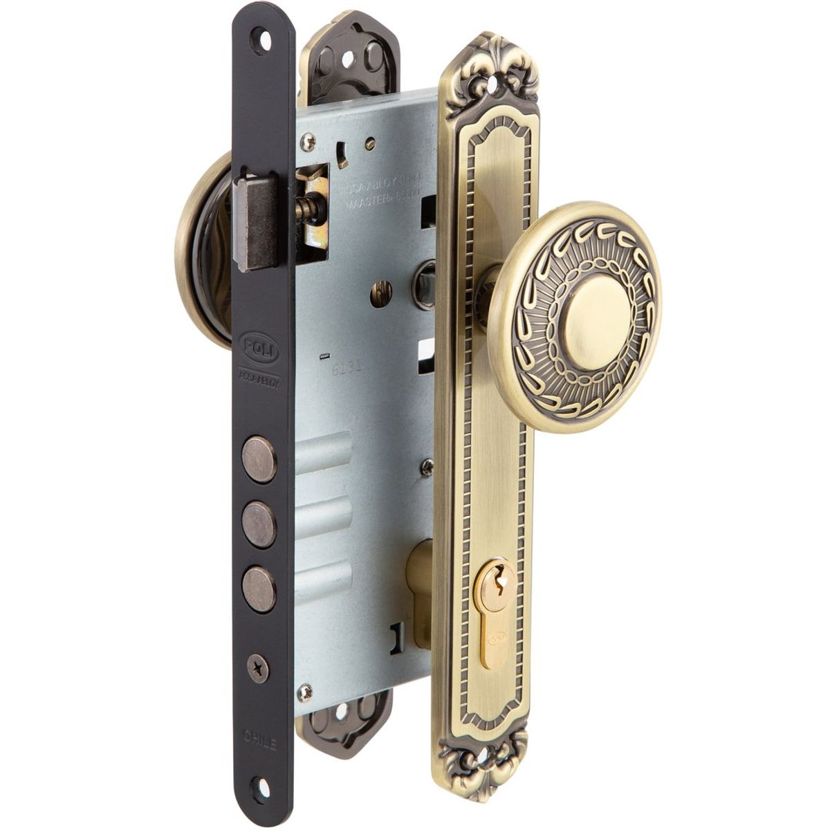 POLI - Cerradura Embutida Barroca B60 Pomo Acceso