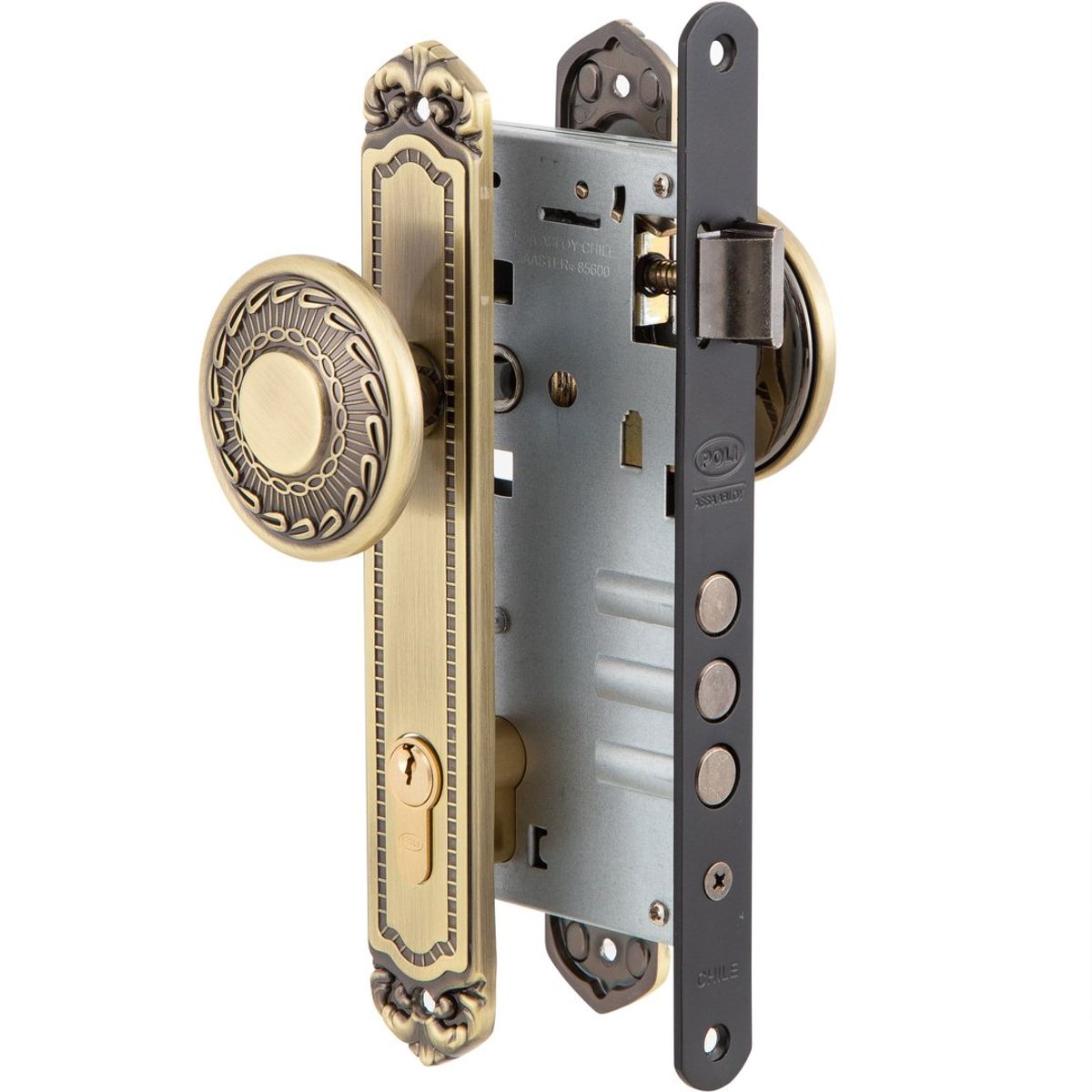 POLI - Cerradura Embutida Barroca B60 Pomo Acceso