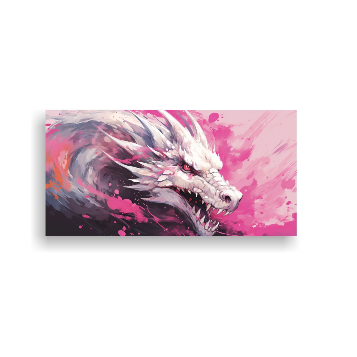 GENERICO - Lienzo Expresión Moderna Dragón Blanco Y Rosa  160x80cm