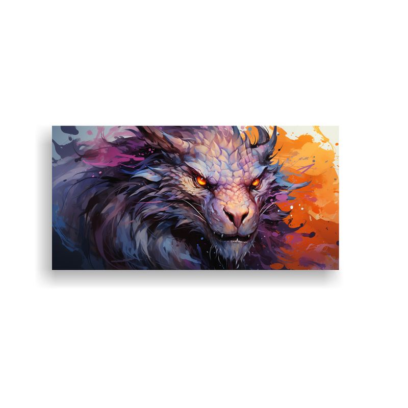 GENERICO - Cuadro Abstracto Dragón En Tonos Púrpura Y Nara 160x80cm