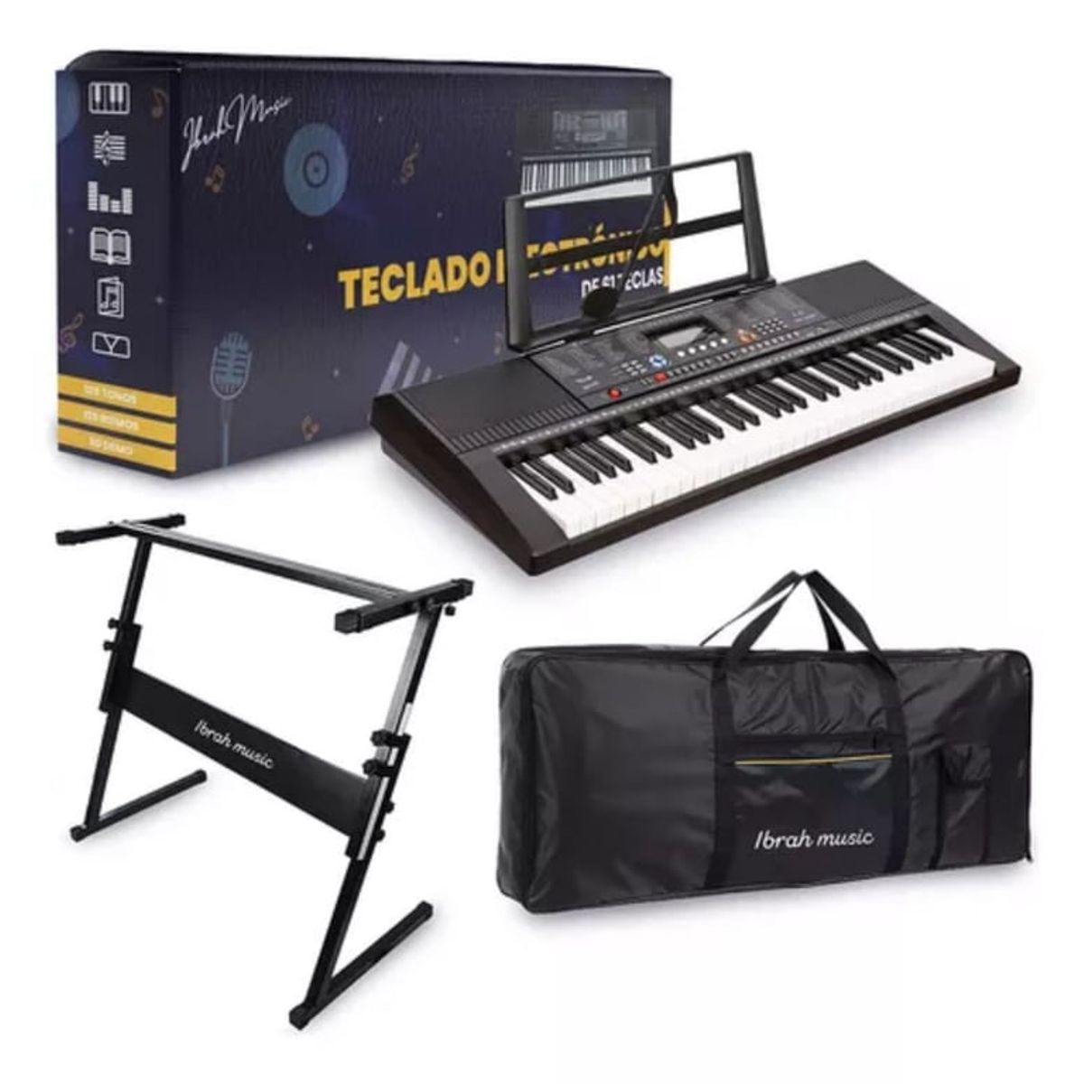 U BUY - Teclado Musical 61 Teclas Piano + Funda + Atril
