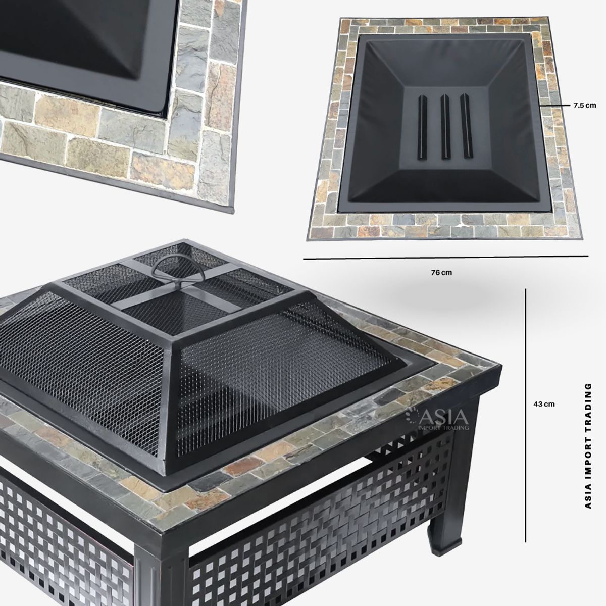 HOME & DESING - Brasero Fogón con cubierta cuadrada