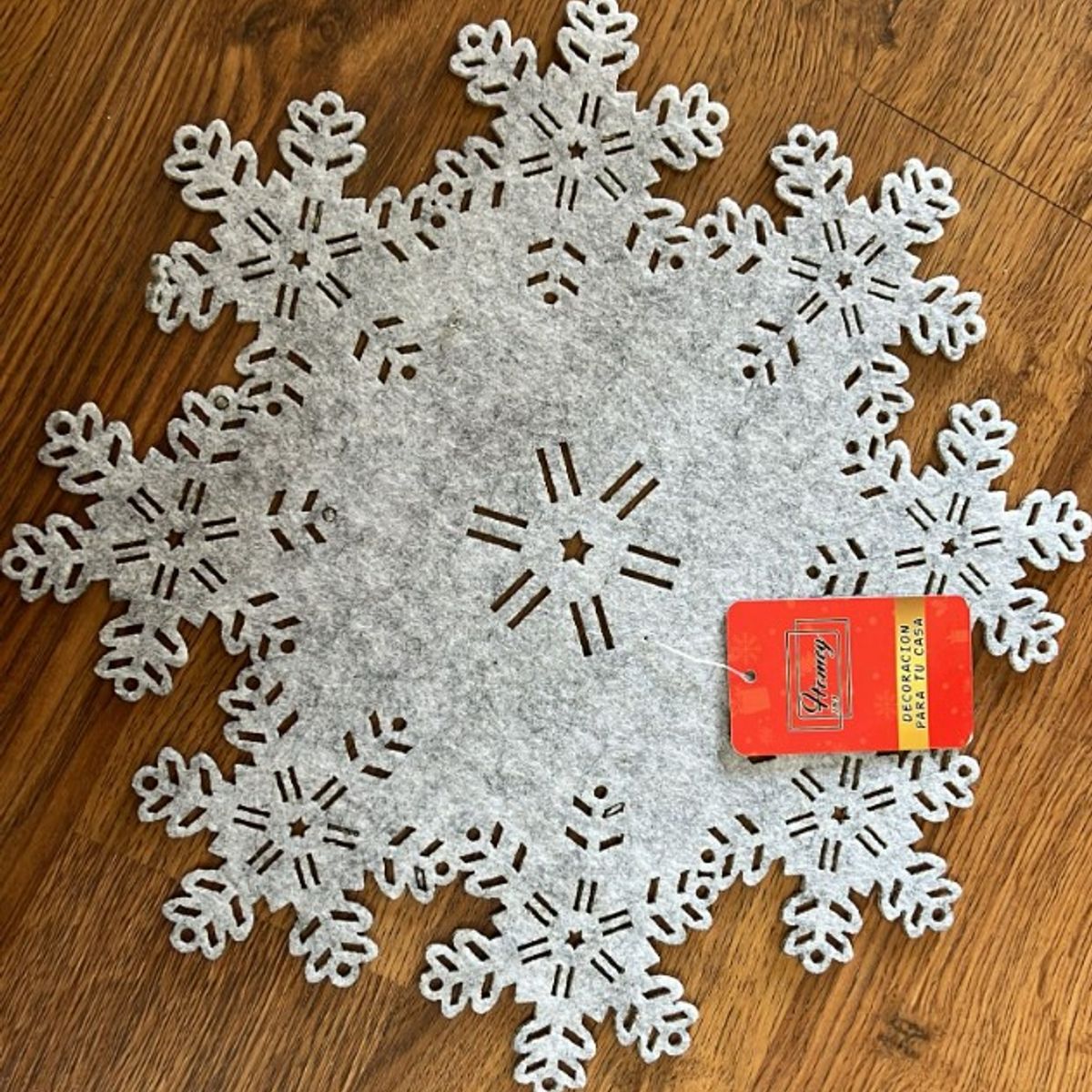 GENERICO - Individual De Navidad Gris Mesa Plato Copo De Nieve 30x30Cm