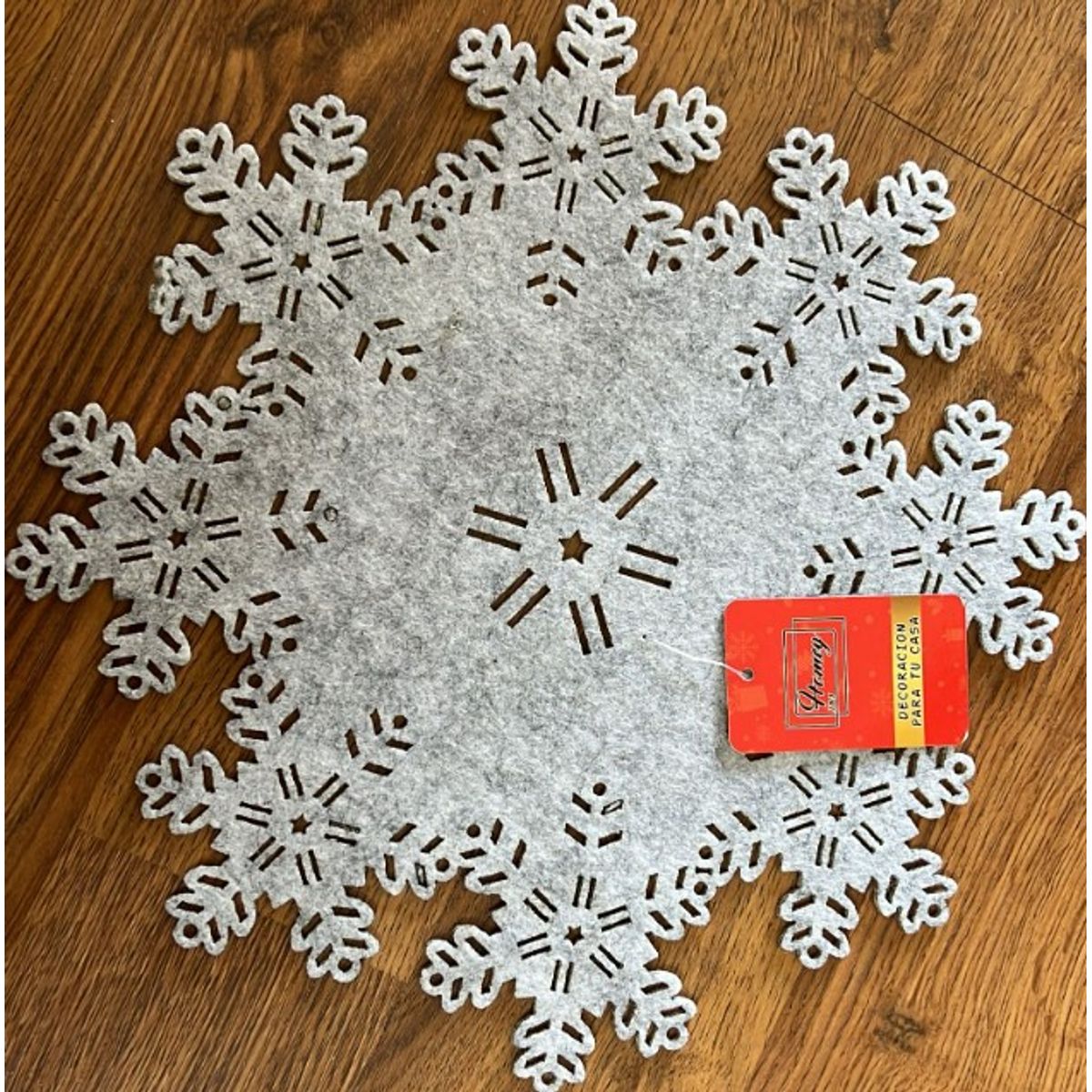 GENERICO - Individual De Navidad Gris Mesa Plato Copo De Nieve 30x30Cm