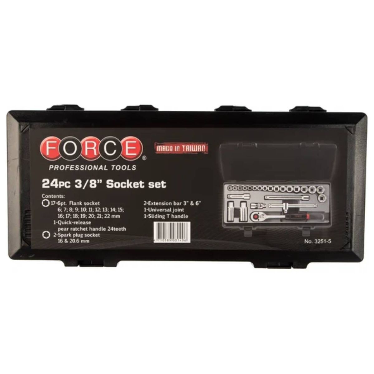FORCE - Juego Dados Hexagonales 3/8" de 6 a 22mm 3251-5 Force
