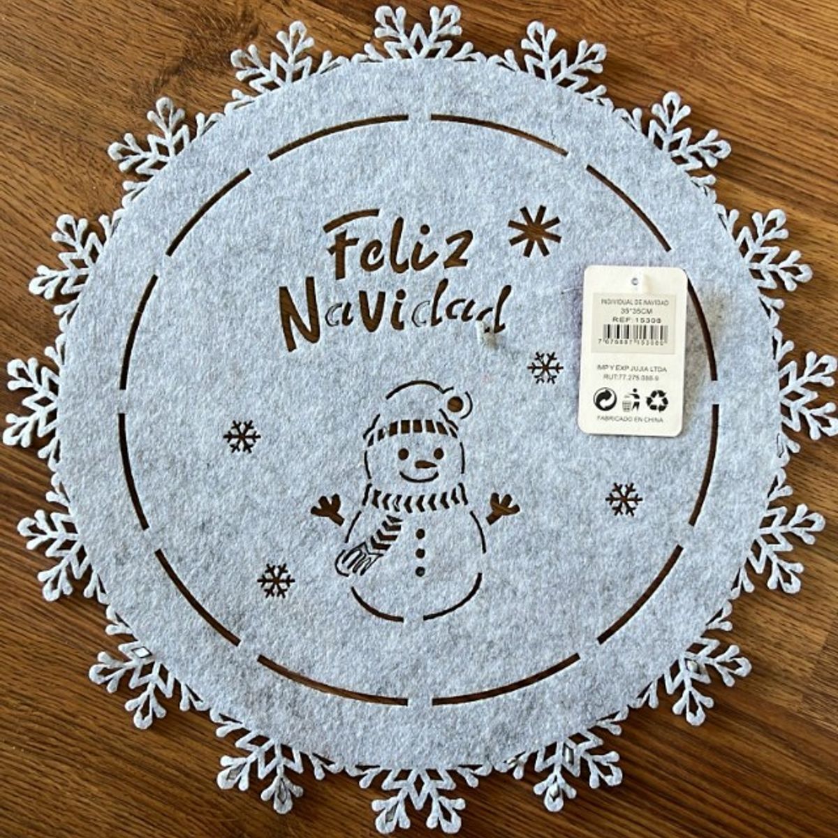 GENERICO - Individual De Navidad Gris Frase Feliz Navidad 35X35Cm