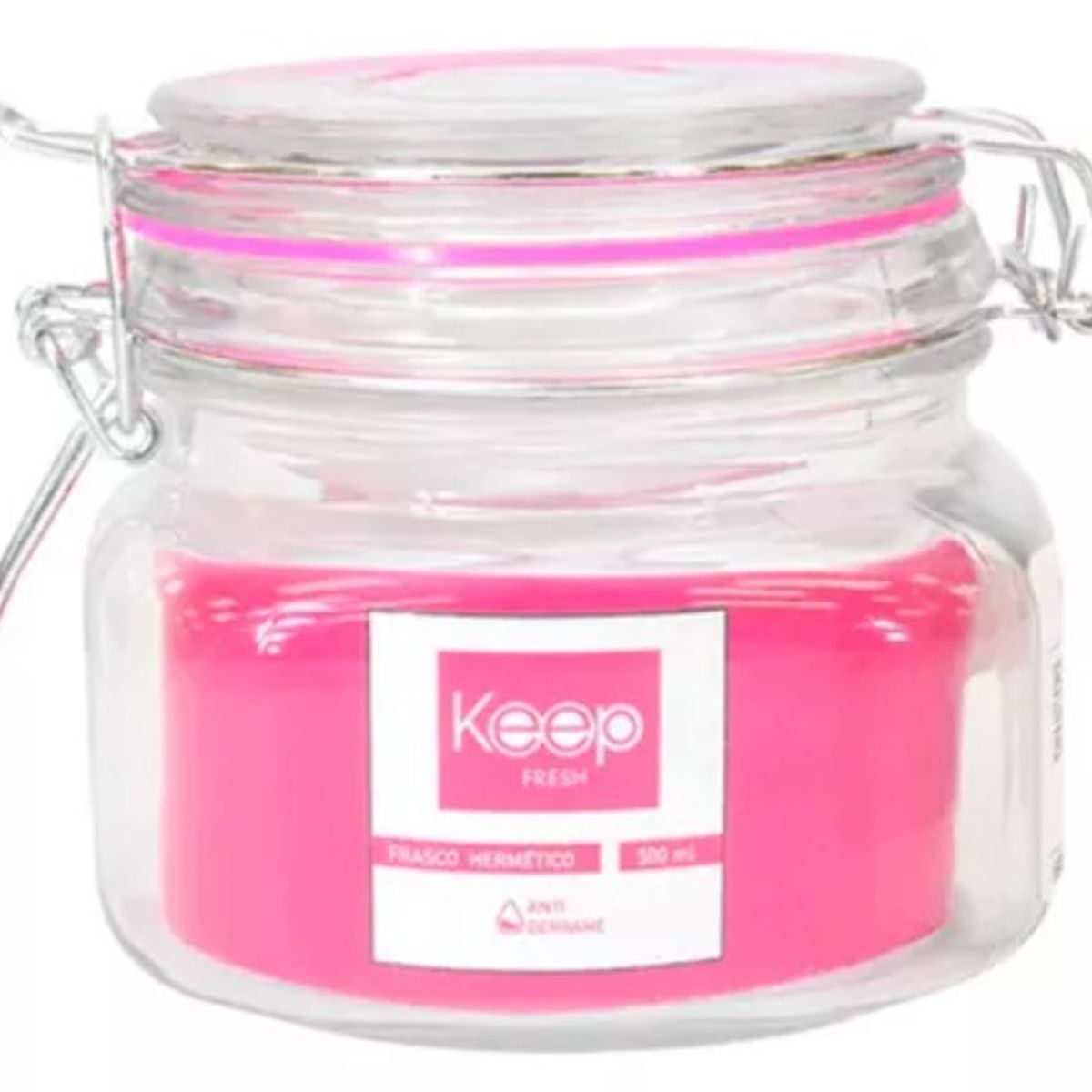 GENERICO - Frasco Hermetico Vidrio 1000ml Rosado Keep