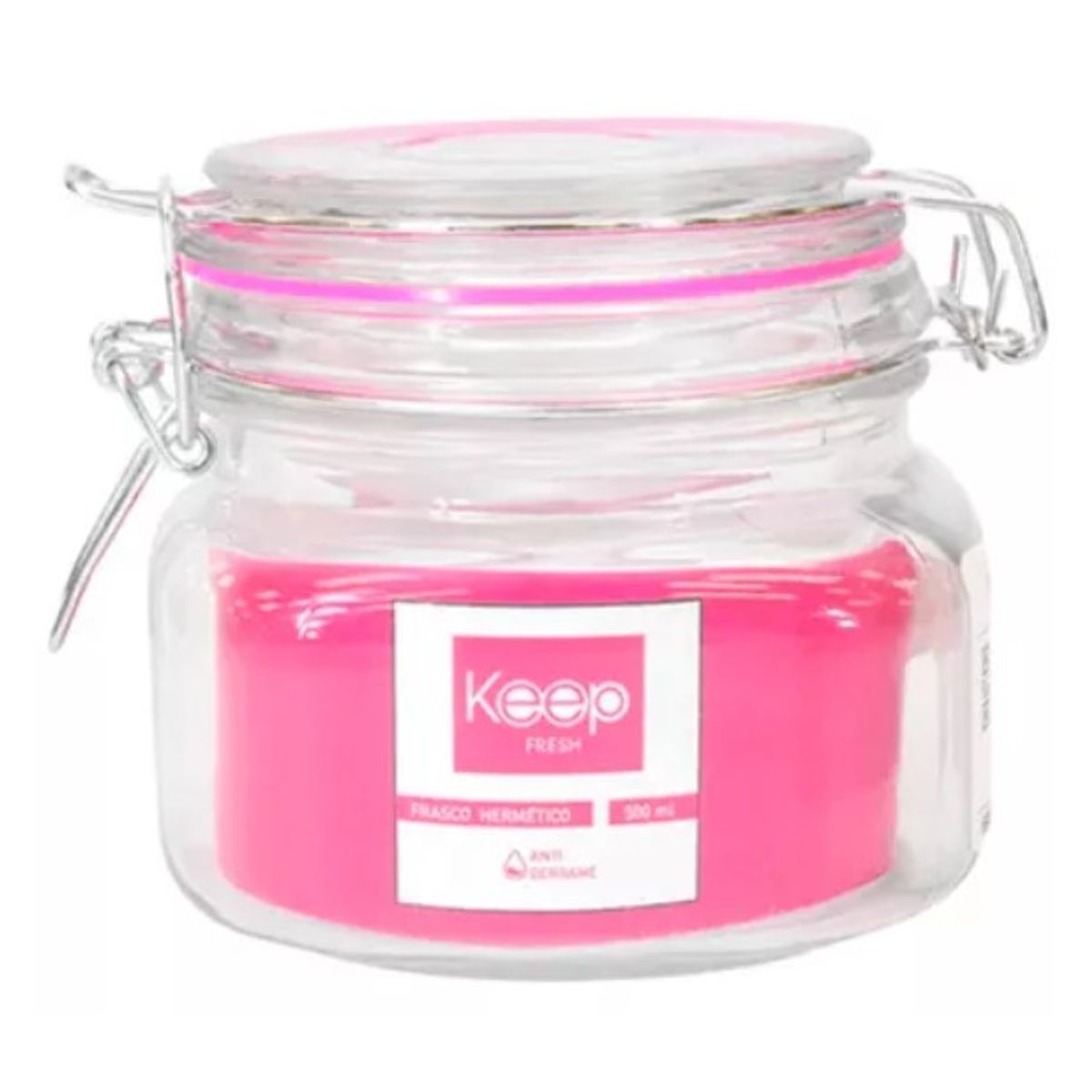GENERICO - Frasco Hermetico Vidrio 1000ml Rosado Keep