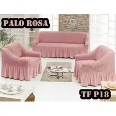 ANGELES DEL HOGAR - Pack Fundas Cubresillon Sofa Turco Cuadrille 3+ 1+1 Cuerpos Rosado