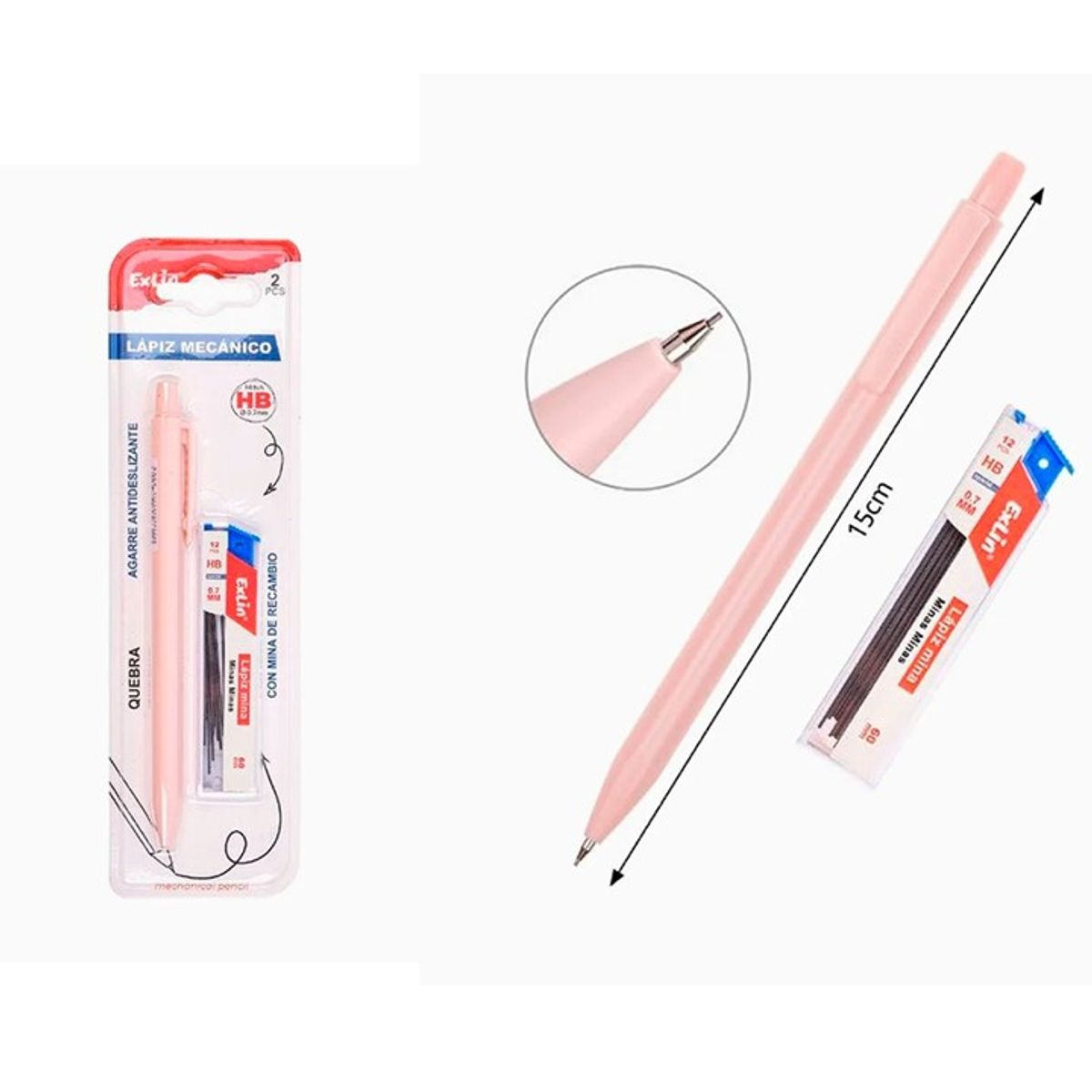 GENERICO - Portaminas Rosa 2 pcs Color Rosa