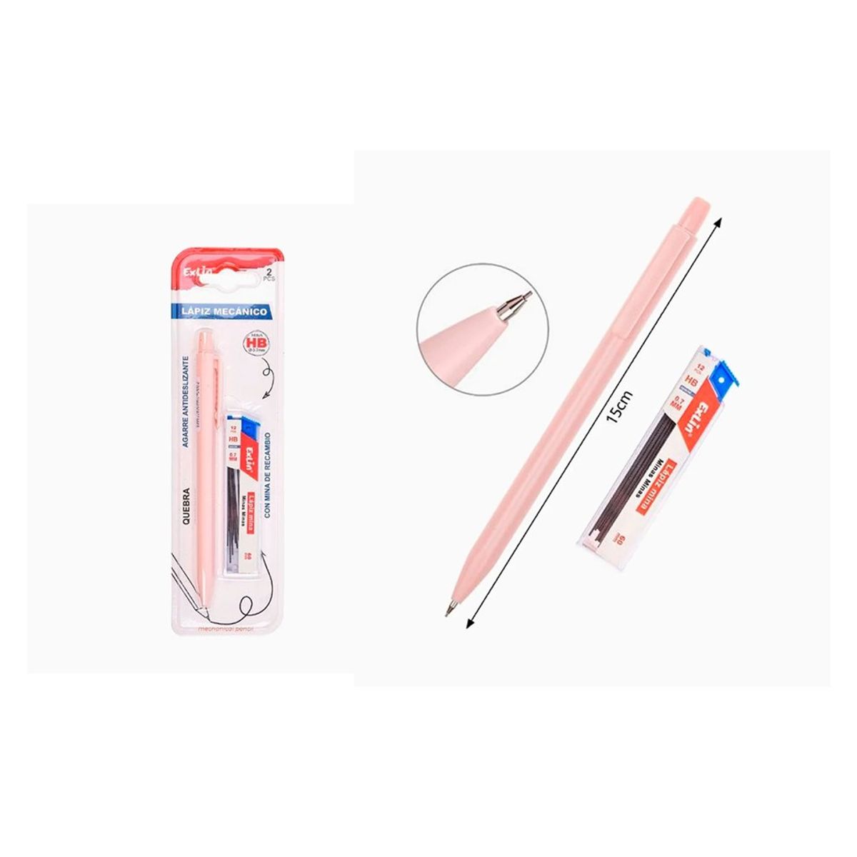 GENERICO - Portaminas Rosa 2 pcs Color Rosa