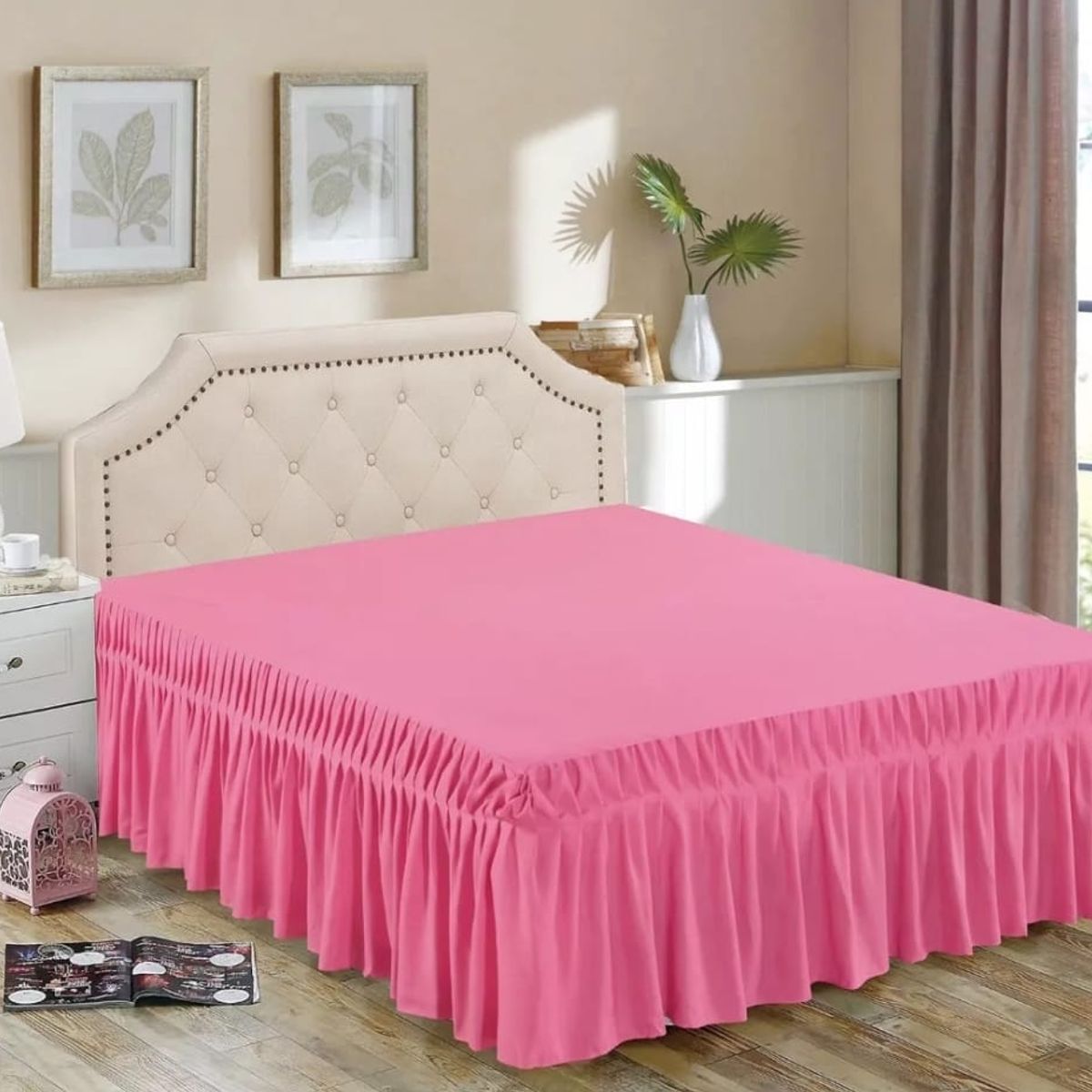 ANGELES DEL HOGAR - Faldonas Para Cama 2 Plaza Rosa